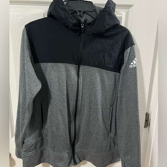 Adidas Boy's Performance Hoodie in Black and Gray - Picture 1 of 7